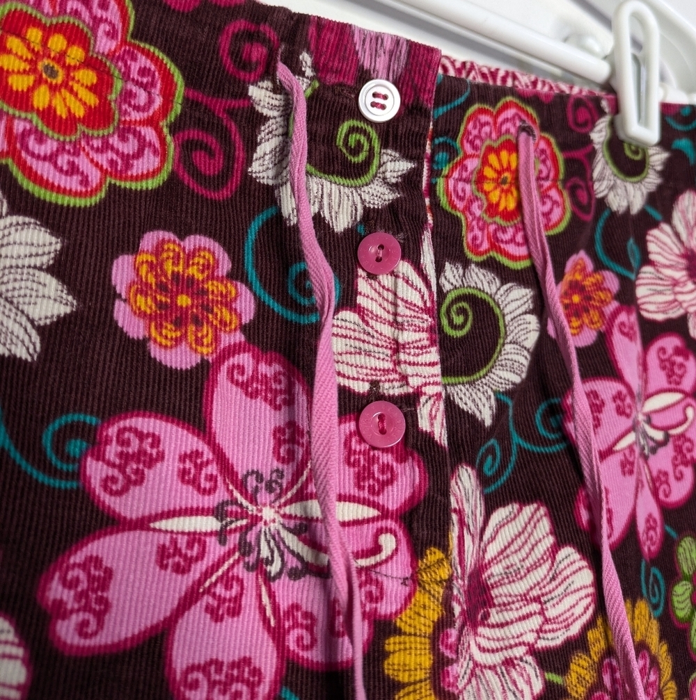 Vera Bradley Pink Purple Floral Corduroy Lounge Pajama Pant M - Picture 4 of 9